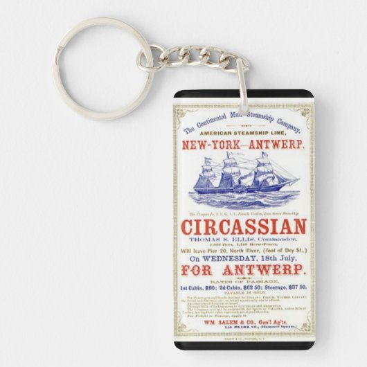 Circassiaanse Clipper zeilschip 1866 Sleutelhanger (Voorkant)