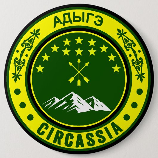 Circassian, adiga flag, Adygea, Circassian Flag. Ronde Button 6,0 Cm (Voorkant)