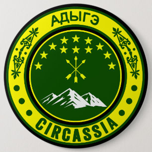 Circassian, adiga flag, Adygea, Circassian Flag. Ronde Button 6,0 Cm