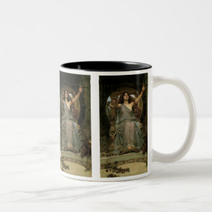 Circe biedt Ulysses de beker aan van JW Waterhouse Tweekleurige Koffiemok