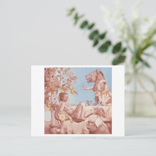 Circe en varkens briefkaart (Staand voorkant)