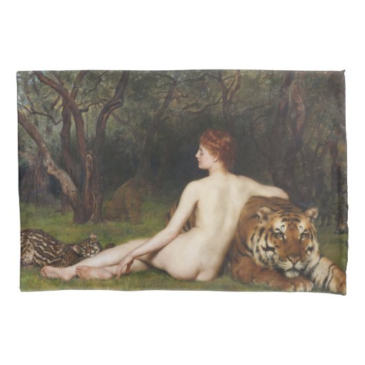 Circe (Goddess With Wild Tiger) (by John Collier) Kussensloop (Voorkant-Links)