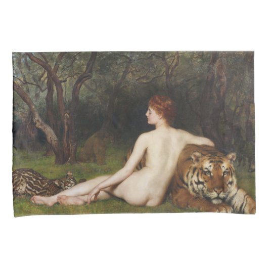 Circe (Goddess With Wild Tiger) (by John Collier) Kussensloop (Voorkant-Rechts)