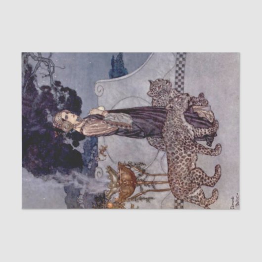 “Circe met luipaarden” door Edmund Dulac Tissuepapier (Voorkant)