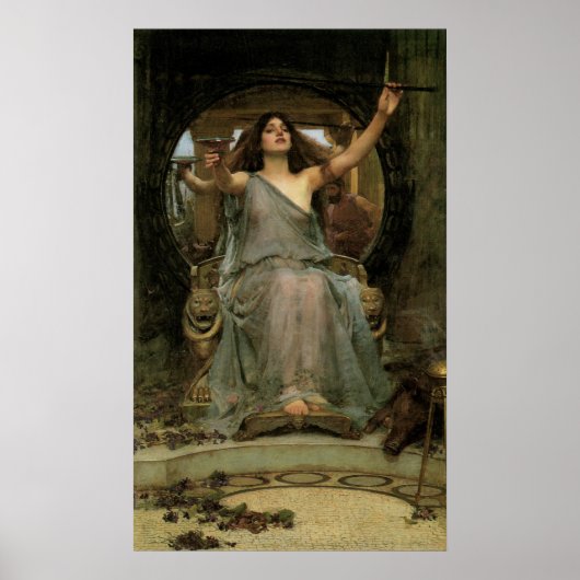 Circe Offering the Cup to Ulysses by JW Waterhouse Poster (Voorkant)