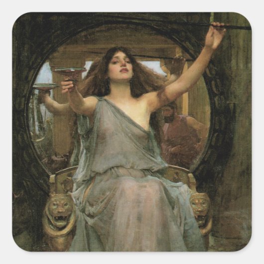 Circe Offering the Cup to Ulysses by JW Waterhouse Vierkante Sticker (Voorkant)