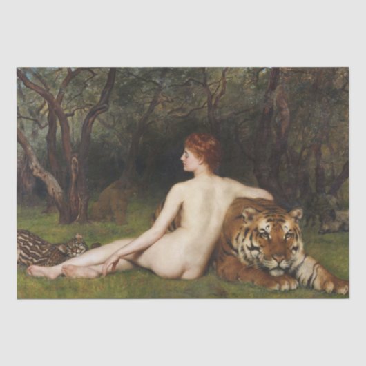 Circe (Vrouw Met Wilde Tijger) (door John Collier) Tissuepapier (Voorkant)