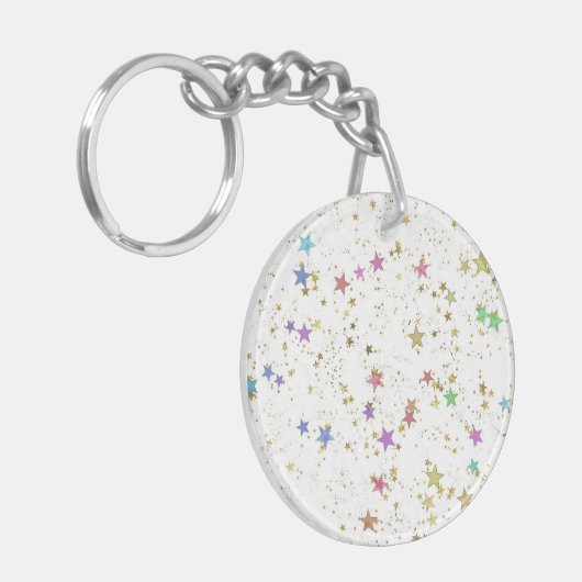 Circle Acrylic Star Patterned Sleutelhanger (Voorkant Links)
