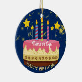 CIRCLE BIRTHDAY Cake with Stars & Sparklers Keramisch Ornament (Rechts)