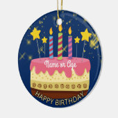 CIRCLE BIRTHDAY Cake with Stars & Sparklers Keramisch Ornament (Links)