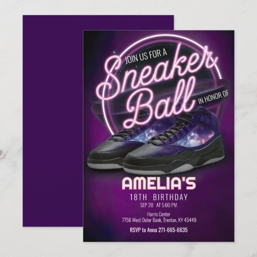 Circle Bright Galaxy Sneaker Ball Verjaardagsfeest Kaart (Voorkant / Achterkant)