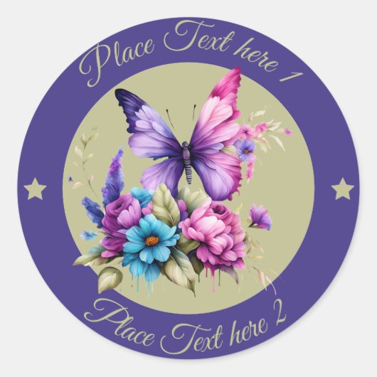 Circle Butterfly 8 Ronde Sticker (Voorkant)