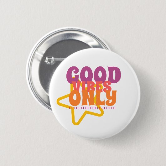Circle Button Good Vibes Only Star Chic (Voorkant /achterkant)