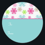 Circle Christmas Gift Label Sticker Labels / Aqua<br><div class="desc">Circle Christmas Gift Label Sticker Labels / Aqua. Sneeuwvlok grafisch met dank aan www.dreamlikemagicblog.com.</div>