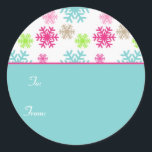Circle Christmas Gift Label Sticker Labels / Aqua<br><div class="desc">Circle Christmas Gift Label Sticker Labels / Aqua. Sneeuwvlok grafisch met dank aan www.dreamlikemagicblog.com.</div>
