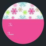 Circle Christmas Gift Label Sticker Labels/Roze<br><div class="desc">Circle Christmas Gift Label Sticker Labels //Roze. Sneeuwvlok grafisch met dank aan www.dreamlikemagicblog.com.</div>