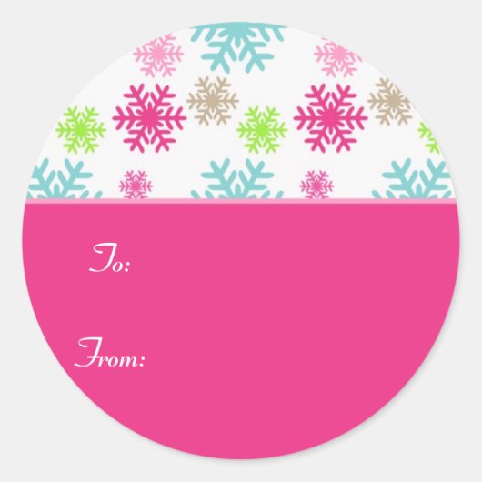 Circle Christmas Gift Label Sticker Labels/Roze (Voorkant)