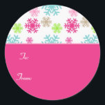 Circle Christmas Gift Label Sticker Labels/Roze<br><div class="desc">Circle Christmas Gift Label Sticker Labels //Roze. Sneeuwvlok grafisch met dank aan www.dreamlikemagicblog.com.</div>