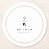 Circle Classic Bars Double Monogram Modern Weddens Ronde Kartonnen Onderzetter (Voorkant)