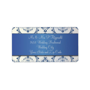  Circle Damask Sapphire Blue Etiket