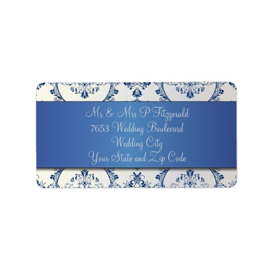 Circle Damask Sapphire Blue Etiket (Voorkant)