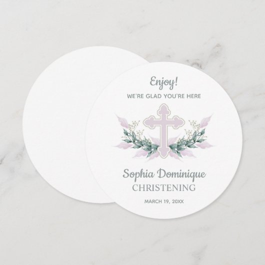 CIRCLE Dinner Bord Dank u wel Kaart Christening (Voorkant / Achterkant)