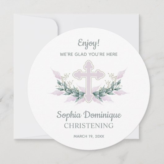 CIRCLE Dinner Bord Dank u wel Kaart Christening (Voorkant)