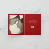 Circle Double Happiness Gold Chinese Weddenfoto Bedankkaart (Binnen)