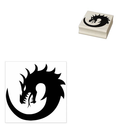 Circle Dragon Silhouette Art Stempel (Gestempeld)