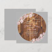 Circle Floral Light String Wood Vrijgezellenfeest  Kaart (Voorkant / Achterkant)