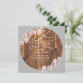 Circle Floral Light String Wood Vrijgezellenfeest  Kaart (Staand voorkant)