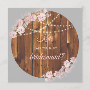 Circle Floral Light Strings Wooden Bridesmaid Kaar Kaart