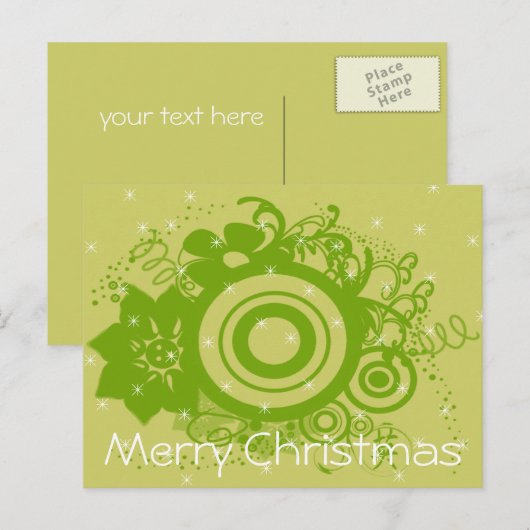 Circle Flowers Swirly - Gepersonaliseerd Feestdagenkaart (Voorkant / Achterkant)