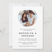 Circle Fotominimalistische QR-code bruiloft Kaart (Voorkant)