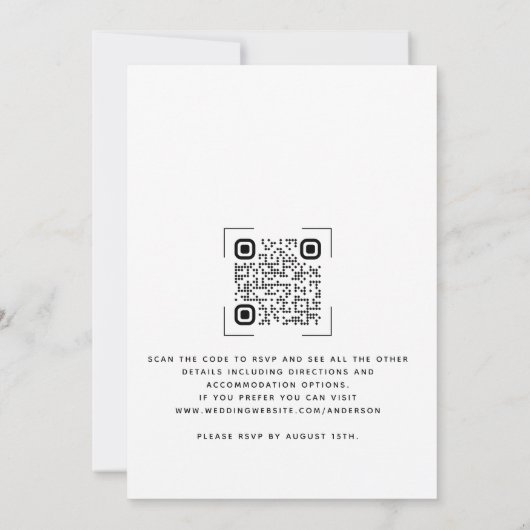 Circle Fotominimalistische QR-code bruiloft Kaart (Achterkant)