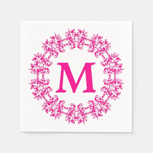 Circle Framed Monogram Papieren servetten (Voorkant)