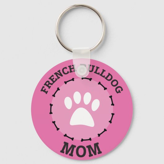 Circle French Bulldog Mam Badge Sleutelhanger (Voorkant)