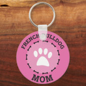 Circle French Bulldog Mam Badge Sleutelhanger (Voorkant)