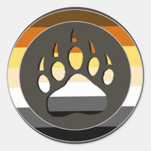 Circle Gay Beren Pride Flag Beer Paw Ronde Sticker