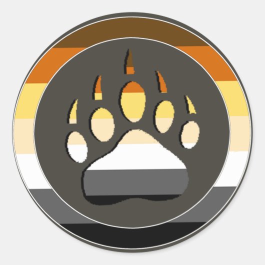 Circle Gay Beren Pride Flag Beer Paw Ronde Sticker (Voorkant)