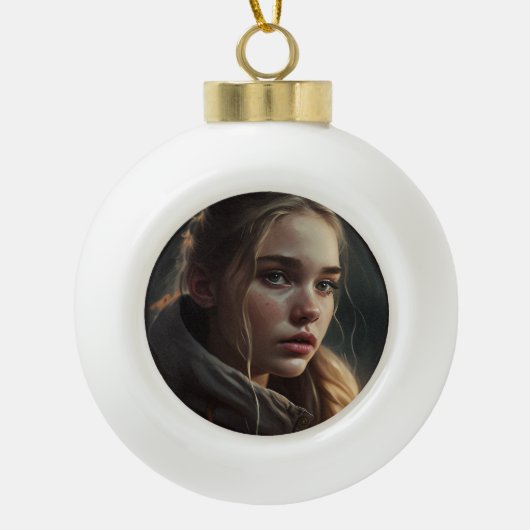 Circle girl keramische bal ornament (Voorkant)