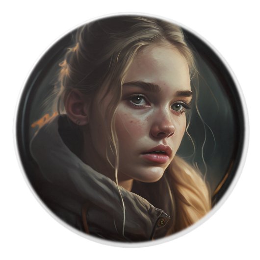 Circle girl keramische knop (Voorkant)
