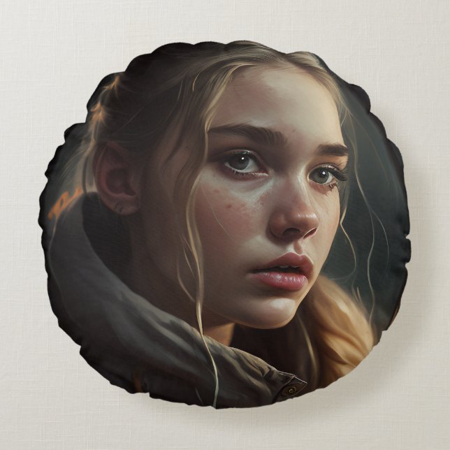 Circle girl rond kussen (Voorkant)