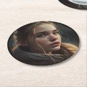 Circle girl ronde kartonnen onderzetter (Gebogen)