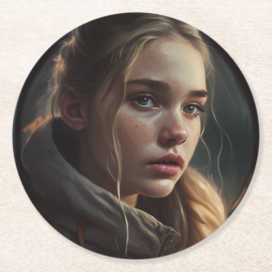 Circle girl ronde kartonnen onderzetter (Voorkant)