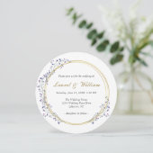 Circle Gold Paarse Wreath Wedding Kaart (Staand voorkant)