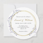 Circle Gold Paarse Wreath Wedding Kaart (Voorkant)