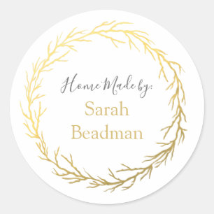 Circle Gold Twigs Wreated Home Made Name Label