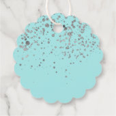 Circle Gracias Baby Blauw Zilver Confetti Gift Bedankjes Labels (Achterkant)