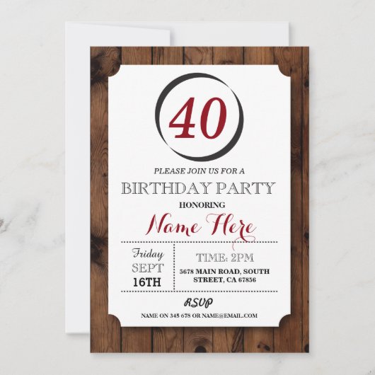 Circle Inverse 40-wattensurrogaat Birthday Invite Kaart (Voorkant)